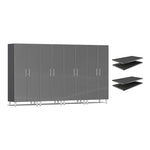 Ulti-MATE Garage 4-Piece Tall Garage Cabinet Set and Extra 4-Shelf Bundle in Graphite Grey Metallic | Garage Giant 