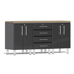 Ulti-MATE Garage 4-Piece Cabinet Kit with Bamboo Worktop in Midnight Black Metallic | Garage Giant 