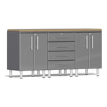 Ulti-MATE Garage 4-Piece Cabinet Kit with Bamboo Worktop in Graphite Grey Metallic | Garage Giant 