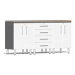 Ulti-MATE Garage 4-Piece Cabinet Kit with Bamboo Worktop in Starfire White Metallic | Garage Giant 