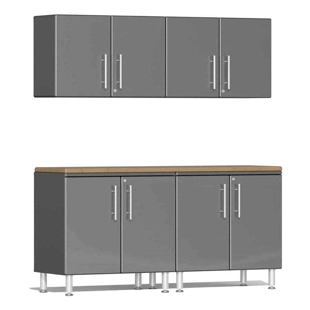 Ulti-MATE Garage 5-Piece Cabinet Kit with Bamboo Worktop in Graphite Grey Metallic | Garage Giant
