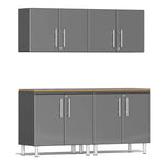 Ulti-MATE Garage 5-Piece Cabinet Kit with Bamboo Worktop in Graphite Grey Metallic | Garage Giant 