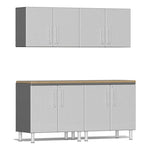 Ulti-MATE Garage 5-Piece Cabinet Kit with Bamboo Worktop in Stardust Silver Metallic | Garage Giant 