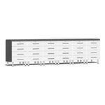 Ulti-MATE Garage 8-Piece Workstation Set with Channeled Worktop in Starfire White Metallic | Garage Giant 