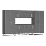 Ulti-MATE Garage 9-Piece Cabinet Set with Channeled Worktop in Graphite Grey Metallic | Garage Giant 