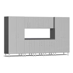 Ulti-MATE Garage 9-Piece Cabinet Set with Channeled Worktop in Stardust Silver Metallic | Garage Giant 