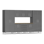 Ulti-MATE Garage 9-Piece Cabinet Set with Bamboo Worktop in Graphite Grey Metallic | Garage Giant 