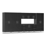 Ulti-MATE Garage 10-Piece Cabinet Set with Channeled Worktop in Midnight Black Metallic | Garage Giant 