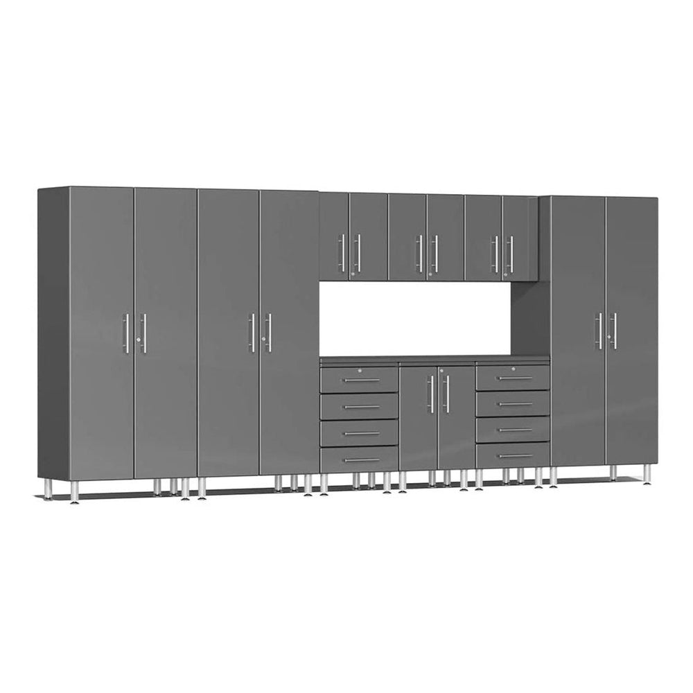 Ulti-MATE Garage 10-Piece Cabinet Set with Channeled Worktop in Graphite Grey Metallic | Garage Giant