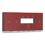 Ulti-MATE Garage 10-Piece Cabinet Set with Channeled Worktop in Ruby Red Metallic | Garage Giant 