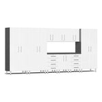 Ulti-MATE Garage 10-Piece Cabinet Set with Channeled Worktop in Starfire White Metallic | Garage Giant 