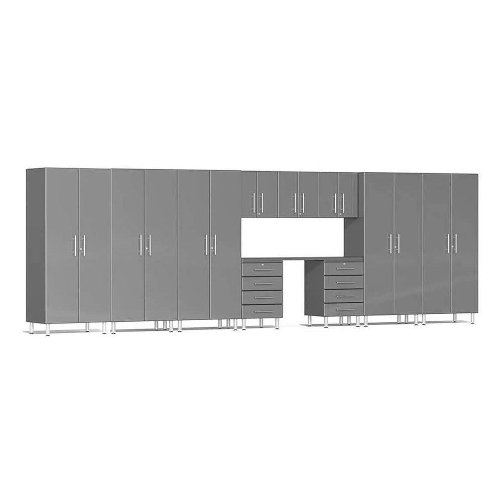 Ulti-MATE Garage 11-Piece Cabinet System with Channeled Worktop in Graphite Grey Metallic | Garage Giant