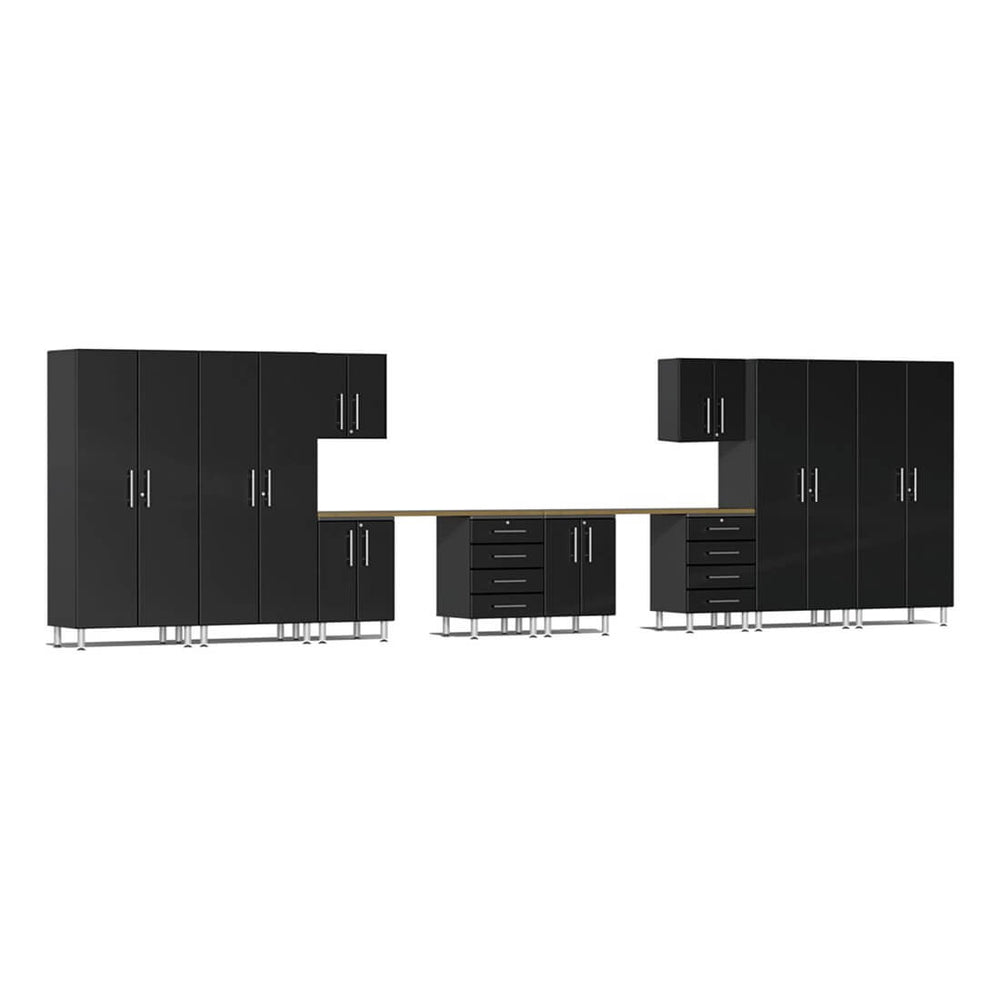 Ulti-MATE Garage 12-Piece Garage Cabinet Kit with Bamboo Worktop in Midnight Black Metallic-UG23122B-Garage Giant