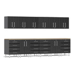 Ulti-MATE Garage 14-Piece Cabinet Kit with Bamboo Worktops in Midnight Black Metallic | Garage Giant 