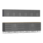 Ulti-MATE Garage 14-Piece Cabinet Kit with Bamboo Worktops in Graphite Grey Metallic | Garage Giant 