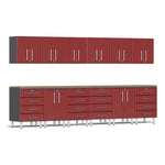 Ulti-MATE Garage 14-Piece Cabinet Kit with Bamboo Worktops in Ruby Red Metallic | Garage Giant 