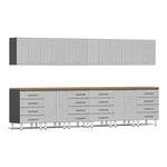 Ulti-MATE Garage 14-Piece Cabinet Kit with Bamboo Worktops in Stardust Silver Metallic | Garage Giant 