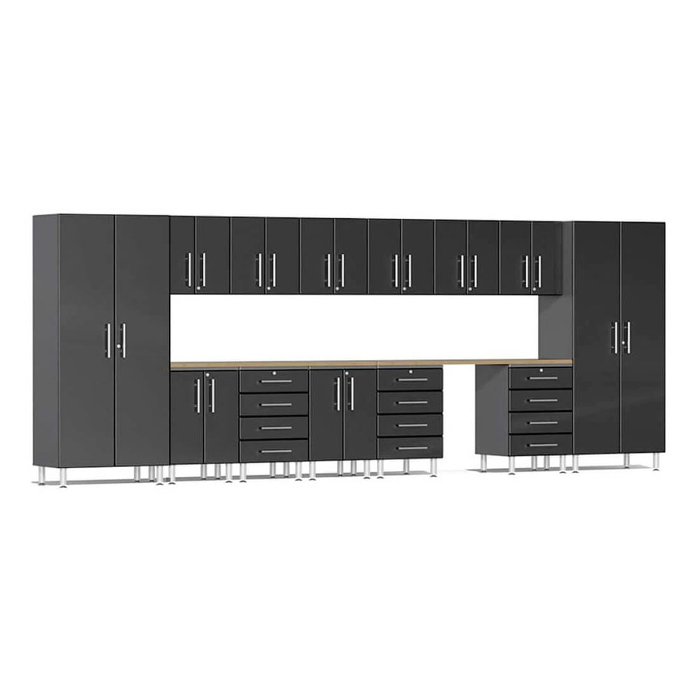 Ulti-MATE Garage 15-Piece Cabinet Kit with Bamboo Worktops in Midnight Black Metallic-UG23152B-Garage Giant