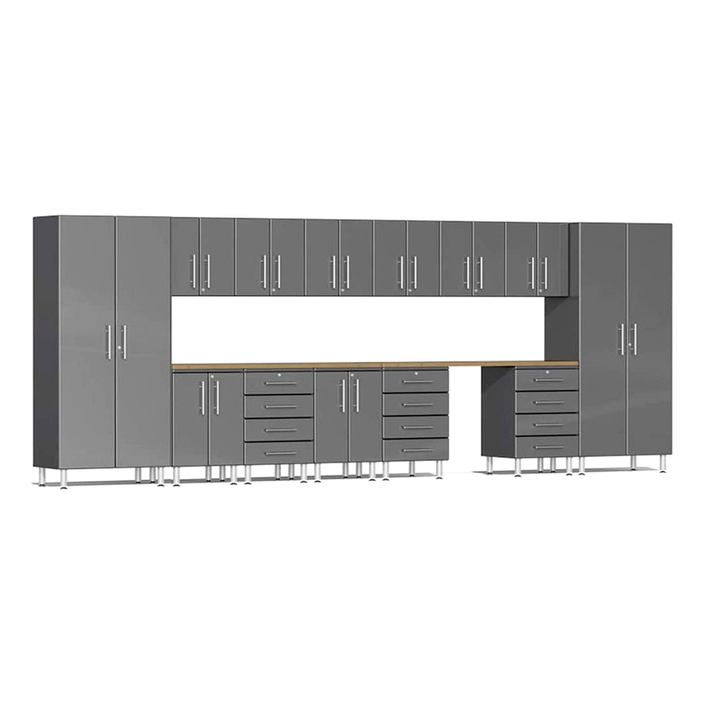 Ulti-MATE Garage 15-Piece Cabinet Kit with Bamboo Worktops in Graphite Grey Metallic-UG23152G-Garage Giant