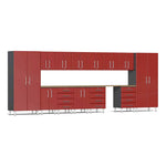 Ulti-MATE Garage 15-Piece Cabinet Kit with Bamboo Worktops in Ruby Red Metallic-UG23152R-Garage Giant 