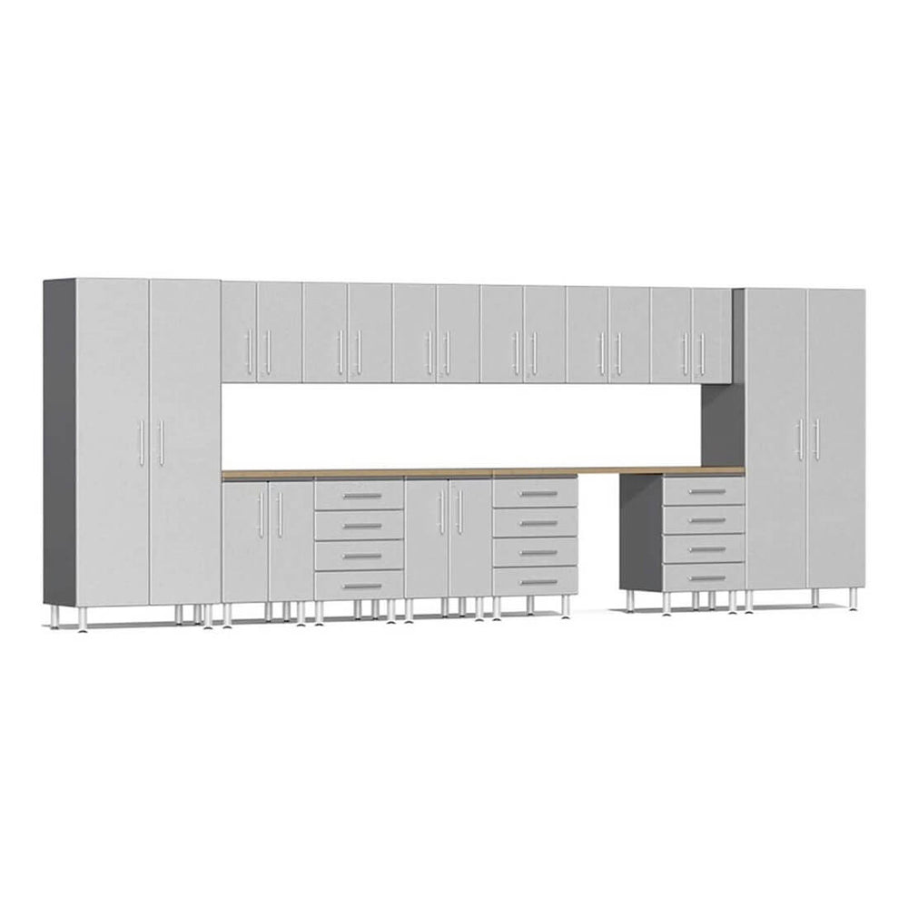 Ulti-MATE Garage 15-Piece Cabinet Kit with Bamboo Worktops in Stardust Silver Metallic-UG23152S-Garage Giant