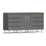 Ulti-MATE Garage 4-Piece Cabinet Set with Bamboo Worktop in Graphite Grey Metallic | Garage Giant 