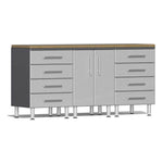 Ulti-MATE Garage 4-Piece Cabinet Set with Bamboo Worktop in Stardust Silver Metallic | Garage Giant 