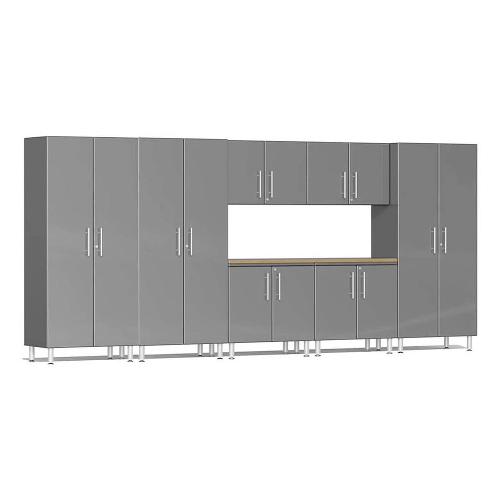 Ulti-MATE Garage 8-Piece Garage Cabinet Kit with Bamboo Worktop in Graphite Grey Metallic | Garage Giant