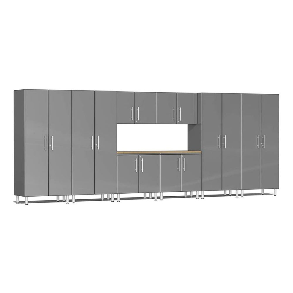 Ulti-MATE Garage 9-Piece Garage Cabinet Kit with Bamboo Work Surface in Graphite Grey Metallic | Garage Giant