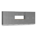 Ulti-MATE Garage 9-Piece Garage Cabinet Kit with Bamboo Work Surface in Graphite Grey Metallic | Garage Giant 