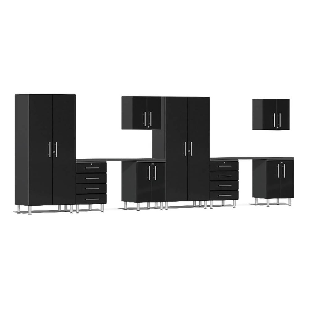 Ulti-MATE Garage 10-Piece Garage Cabinet Kit with Channeled Worktops in Midnight Black Metallic-UG24101B-Garage Giant