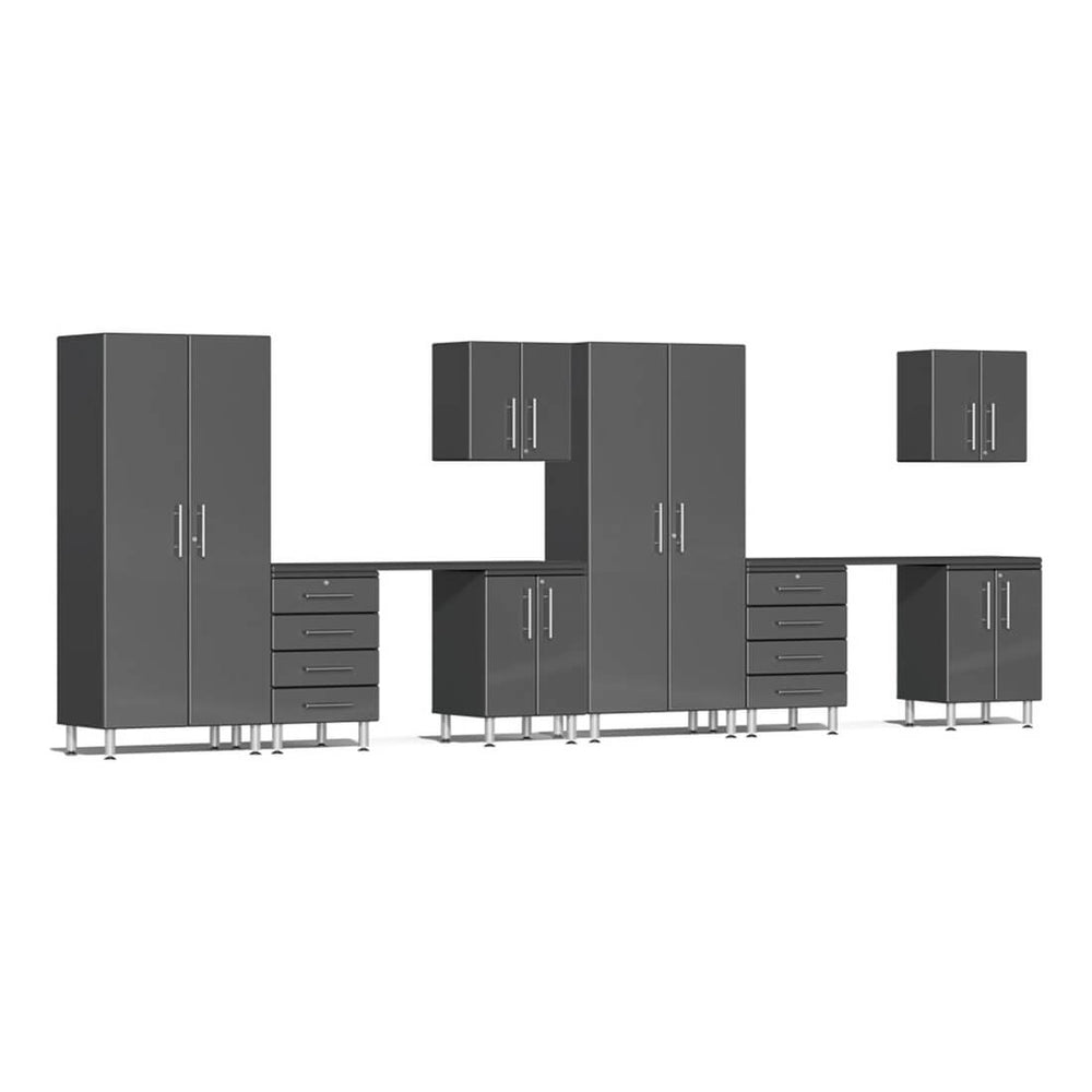 Ulti-MATE Garage 10-Piece Garage Cabinet Kit with Channeled Worktops in Graphite Grey Metallic-UG24101G-Garage Giant