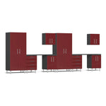 Ulti-MATE Garage 10-Piece Garage Cabinet Kit with Channeled Worktops in Ruby Red Metallic-UG24101R-Garage Giant 