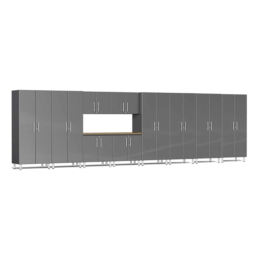 Ulti-MATE Garage 11-Piece Garage Cabinet Kit with Bamboo Worktop in Graphite Grey Metallic | Garage Giant
