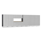 Ulti-MATE Garage 11-Piece Garage Cabinet Kit with Bamboo Worktop in Stardust Silver Metallic | Garage Giant 