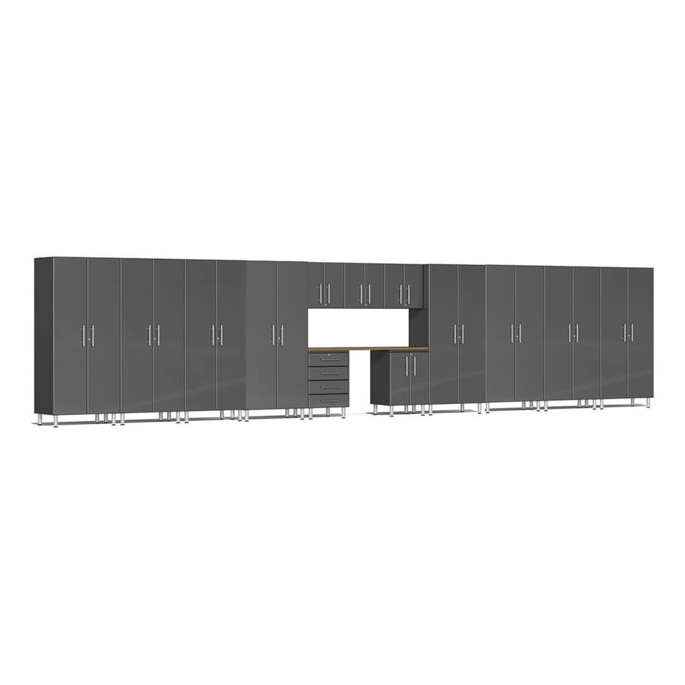 Ulti-MATE Garage 14-Piece Cabinet Kit with Bamboo Worktop in Graphite Grey Metallic | Garage Giant
