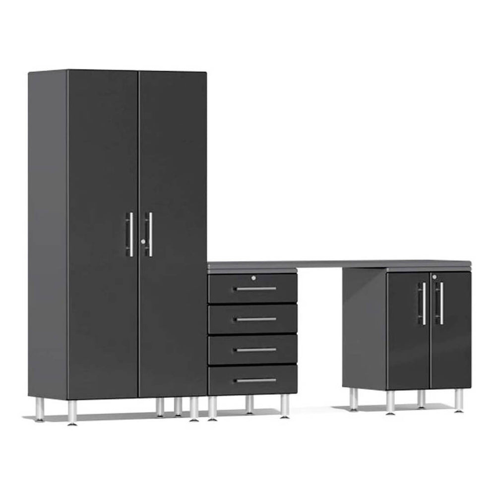 Ulti-MATE Garage 4-Piece Cabinet Set with Channeled Worktop in Midnight Black Metallic-UG25041B-Garage Giant