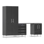 Ulti-MATE Garage 4-Piece Cabinet Set with Channeled Worktop in Midnight Black Metallic-UG25041B-Garage Giant 