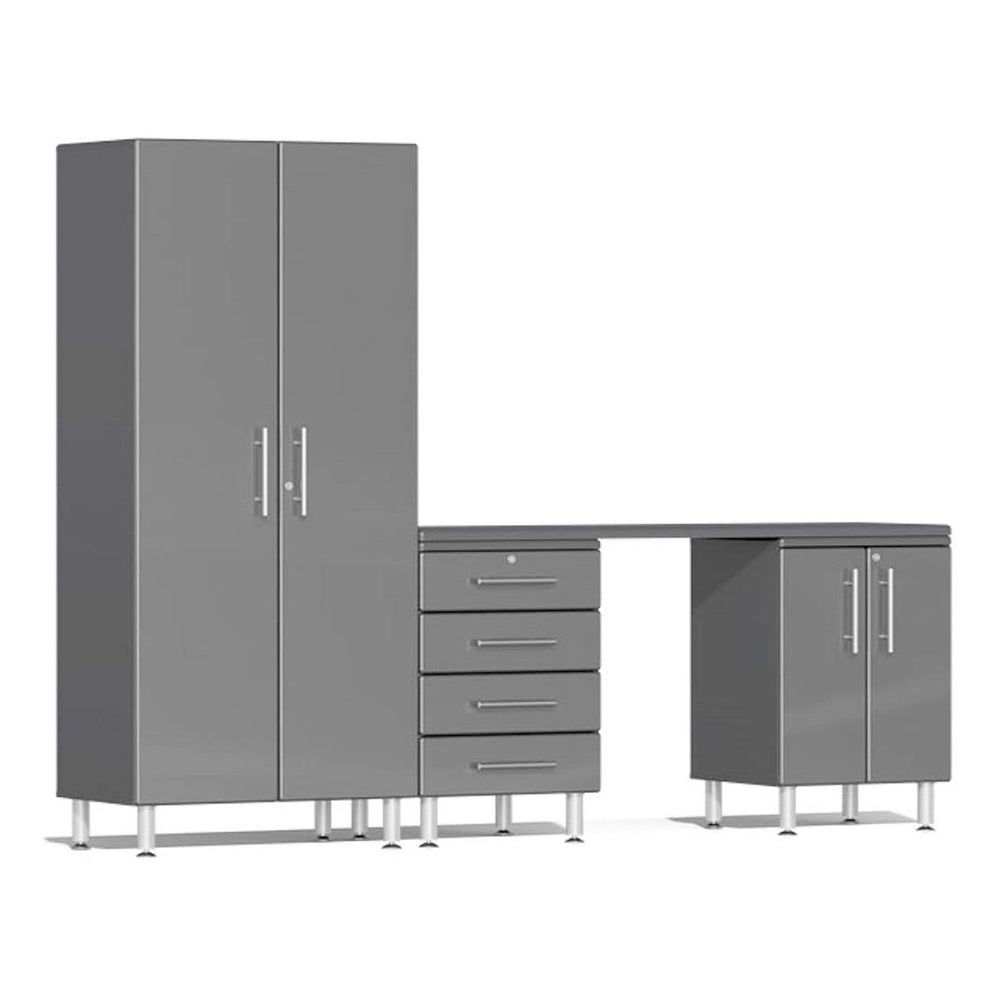 Ulti-MATE Garage 4-Piece Cabinet Set with Channeled Worktop in Graphite Grey Metallic-UG25041G-Garage Giant