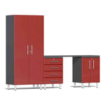 Ulti-MATE Garage 4-Piece Cabinet Set with Channeled Worktop in Ruby Red Metallic-UG25041R-Garage Giant 