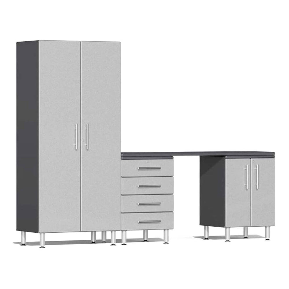 Ulti-MATE Garage 4-Piece Cabinet Set with Channeled Worktop in Stardust Silver Metallic-UG25041S-Garage Giant