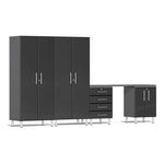 Ulti-MATE Garage 5-Piece Cabinet System with Channeled Worktop in Midnight Black Metallic | Garage Giant 