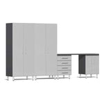 Ulti-MATE Garage 5-Piece Cabinet System with Channeled Worktop in Stardust Silver Metallic | Garage Giant 