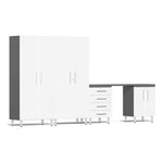 Ulti-MATE Garage 5-Piece Cabinet System with Channeled Worktop in Starfire White Metallic | Garage Giant 