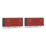 Ulti-MATE Garage 8-Piece Cabinet Set with Bamboo Worktops in Ruby Red Metallic | Garage Giant 