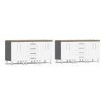 Ulti-MATE Garage 8-Piece Cabinet Set with Bamboo Worktops in Starfire White Metallic | Garage Giant 