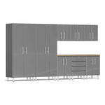 Ulti-MATE Garage 9-Piece Cabinet System with Bamboo Worktop in Graphite Grey Metallic | Garage Giant 