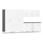 Ulti-MATE Garage 9-Piece Cabinet System with Bamboo Worktop in Starfire White Metallic | Garage Giant 