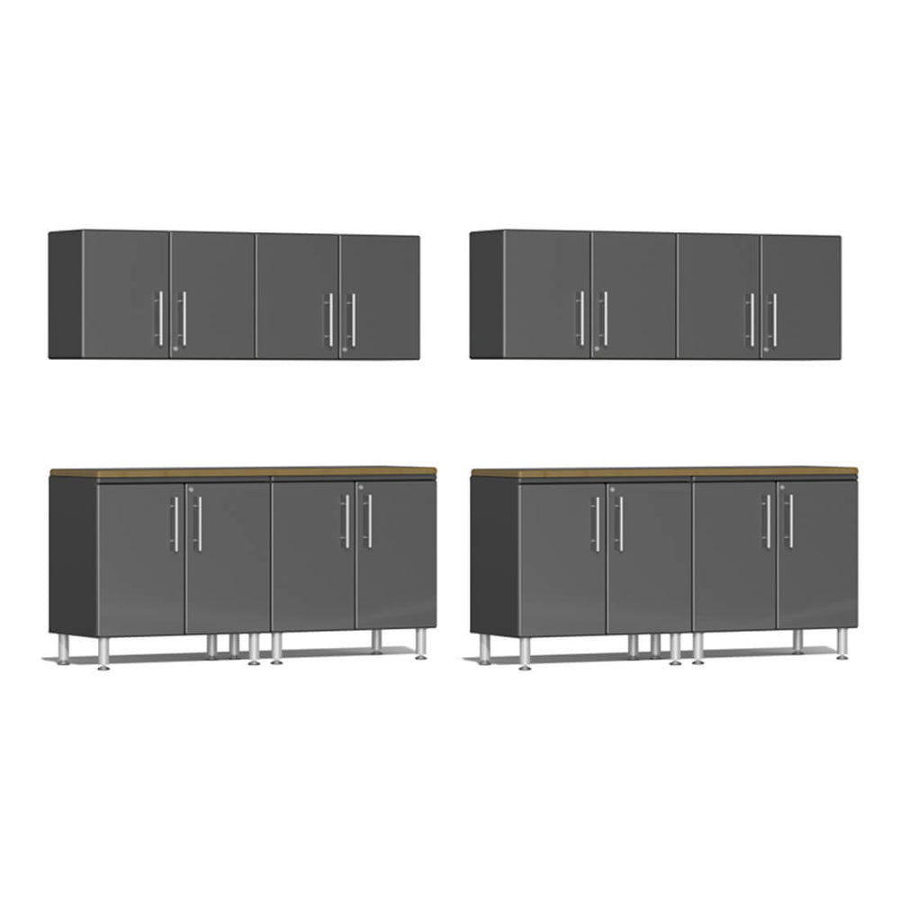 Ulti-MATE Garage 10-Piece Garage Cabinet Kit with Bamboo Worktop in Graphite Grey Metallic | Garage Giant