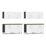 Ulti-MATE Garage 10-Piece Garage Cabinet Kit with Bamboo Worktop in Starfire White Metallic | Garage Giant 